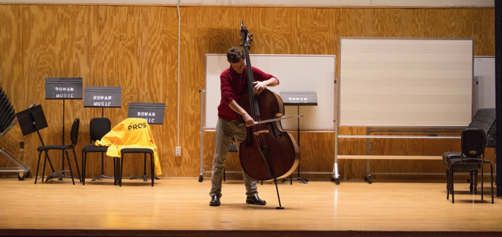 student performs in recital hall