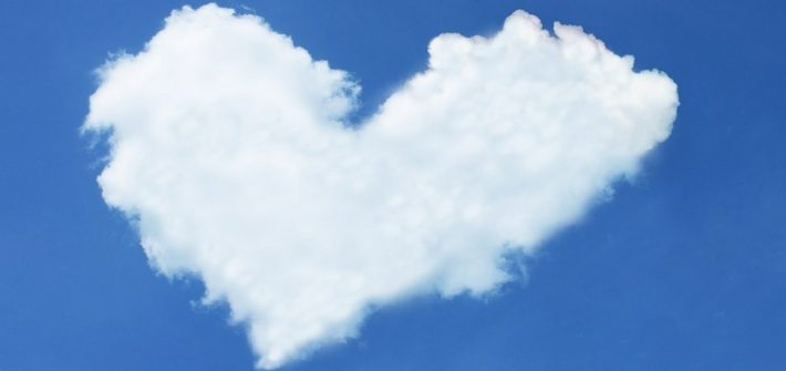cloud in shape of a heart in a blue sky