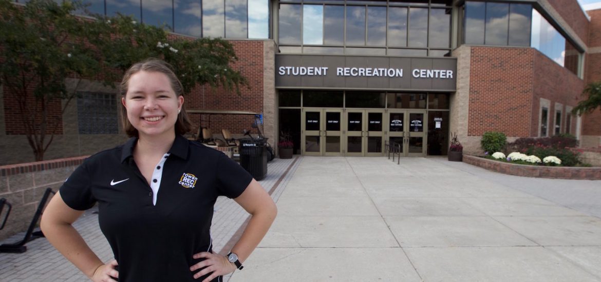 Katie standing outside of the Rec Center