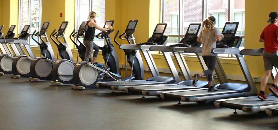 students work out on treadmills in the new Rowan Fitness Center