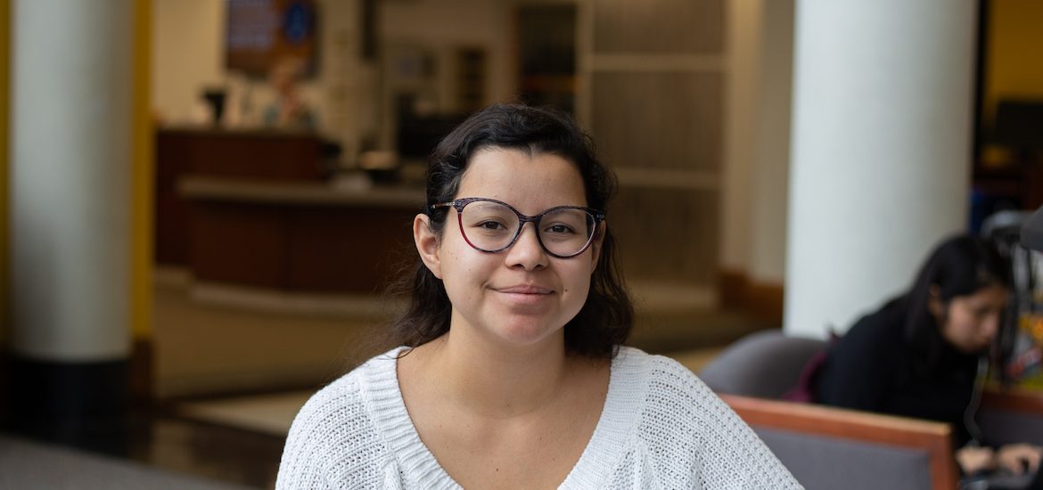 Mariana Cardenas, a senior Psychology major at Rowan, pictured in the Chamberlain Student Center