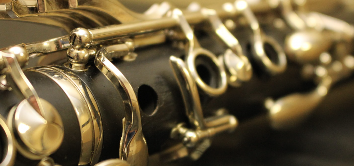 a close-up photo of a clarinet.