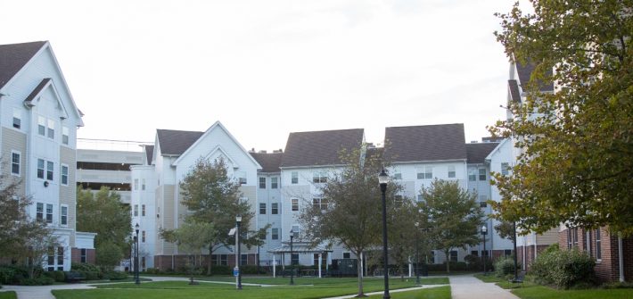 View of the Rowan Boulevard Apartments from the courtyard.