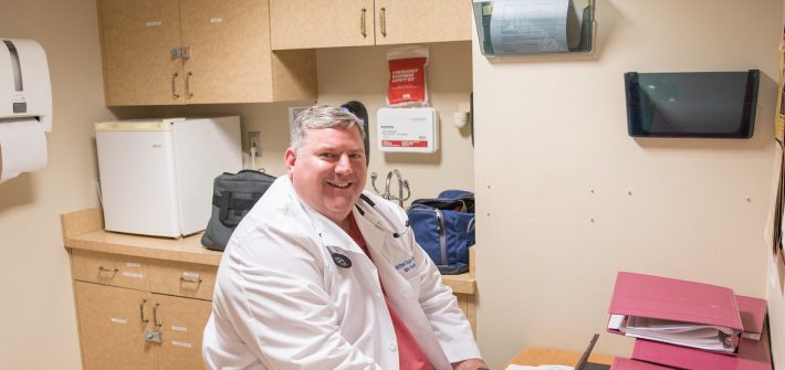 Matthew works in the facility where he cares for senior patients.