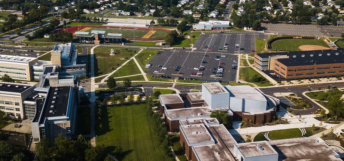 An aerial view of Rowan University's Glassboro campus.