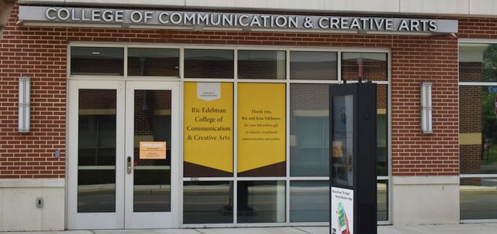 A photo of the College of Communication and Creative Arts building on Rowan's campus.